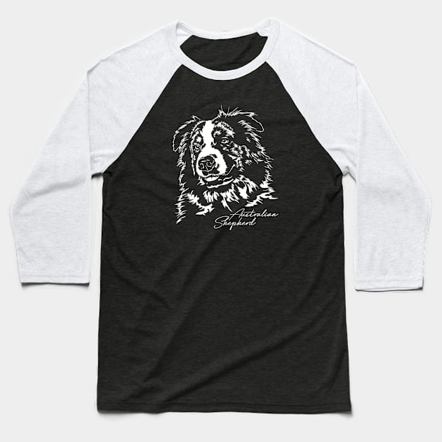 Australian Shepherd Aussie dog lover portrait Baseball T-Shirt by wilsigns